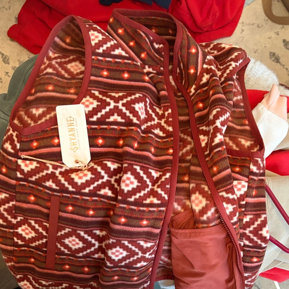 Shyanne Red and Brown Patterned Vest